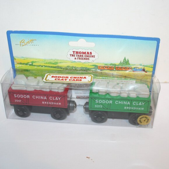 Thomas The Train and Friends Train Sodor China Clay Cars Wood Figure 1996 NIP